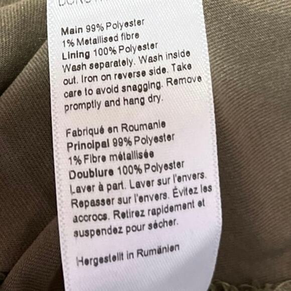 Dorothy Perkins Women's Olive Green Metallic Chiffon Ruffle Blouse Top Size 12 - Picture 5 of 5